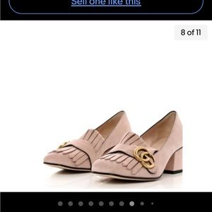 GUCCI Blush Pink Marmont Mid Heel Loafer (37 1/2 Size) Kiltie Fringe.